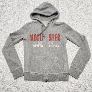 [S] Gray Zip Up Hollister Hooded Sweater
